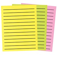 3 sheets brightly colored bold line neon paper of varying colors