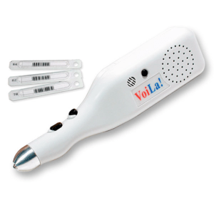 VoiLa Labeling system next to 3 bar code labels